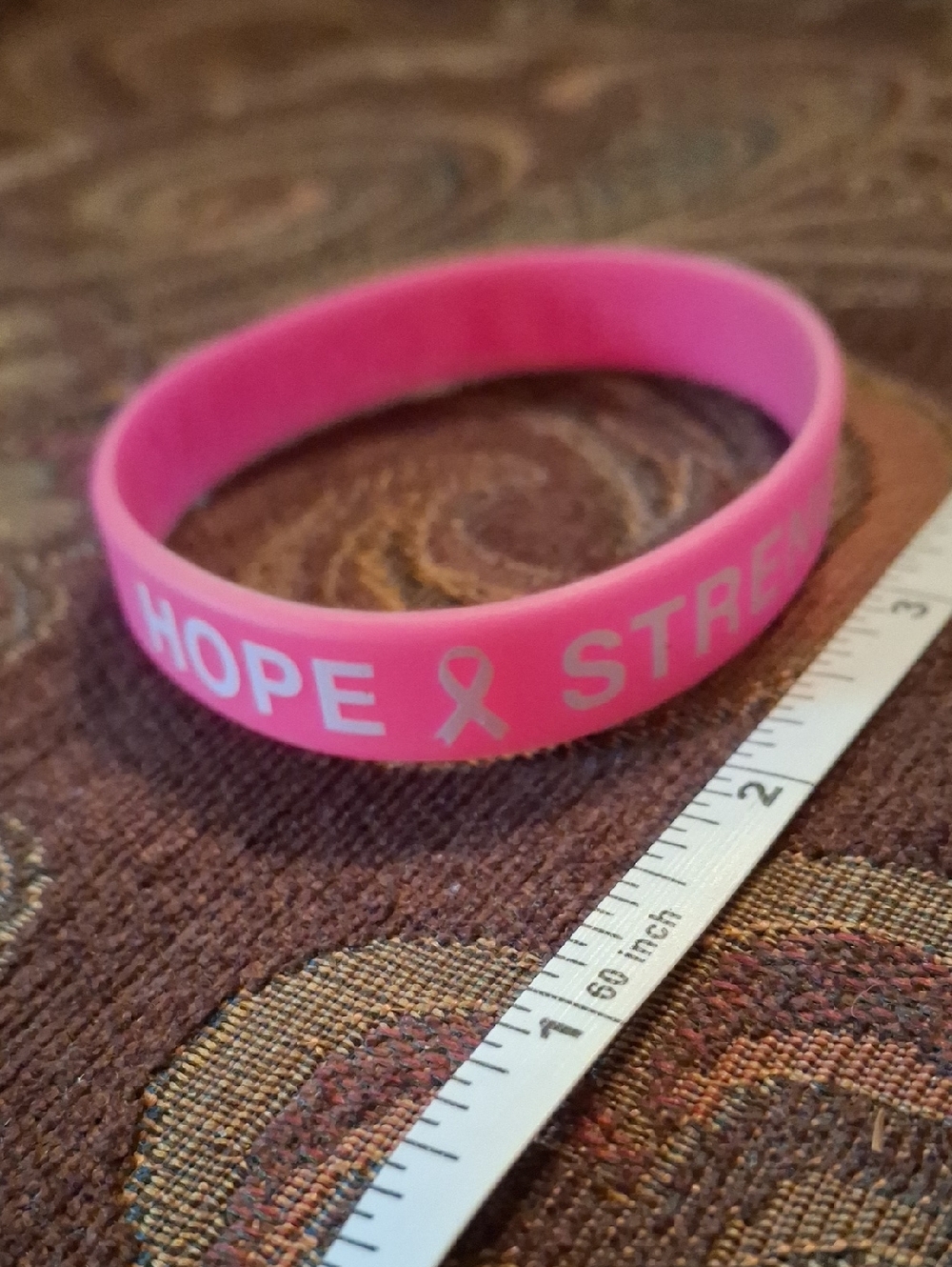 Pink Silicone Awareness Wristband - "HOPE" Ribbon Design